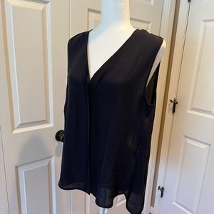 Theory Silk Button Down Sleeveless Blouse